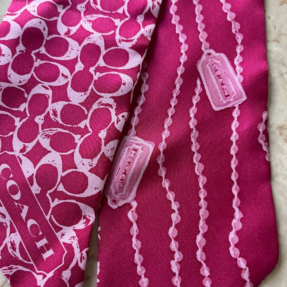 Coach Monotone Pink Silk Bag Scarf Y2K - Picture 2 of 4